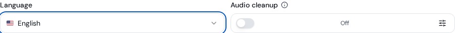 English selected with Audio cleanup switched off in TranscribeAny